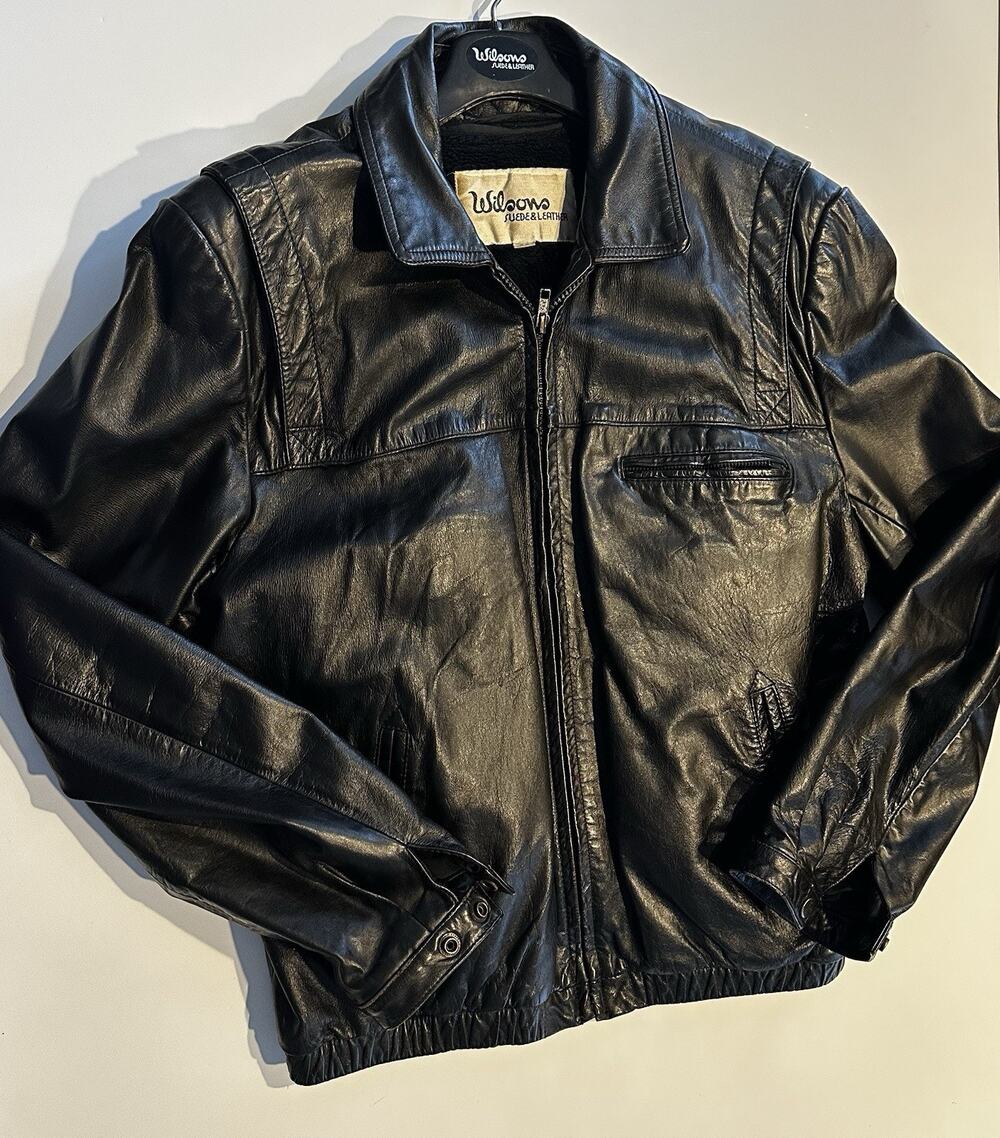 Vtg Wilson's Suede & Leather Jacket Men's Size 44 Black Motorcycle Biker Grunge
